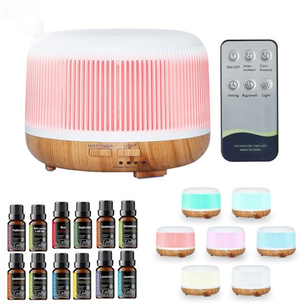 LKH HOME COLLECTION LKH Aroma Diffuser & Humidifier 300ml with Remote & Timer - Aromatherpay Ultrasonic Mist 10 Essential Oils & USB Powered
