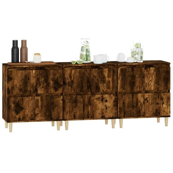 Berkfield Sideboards 3 pcs Smoked Oak 60x35x70 cm Engineered Wood