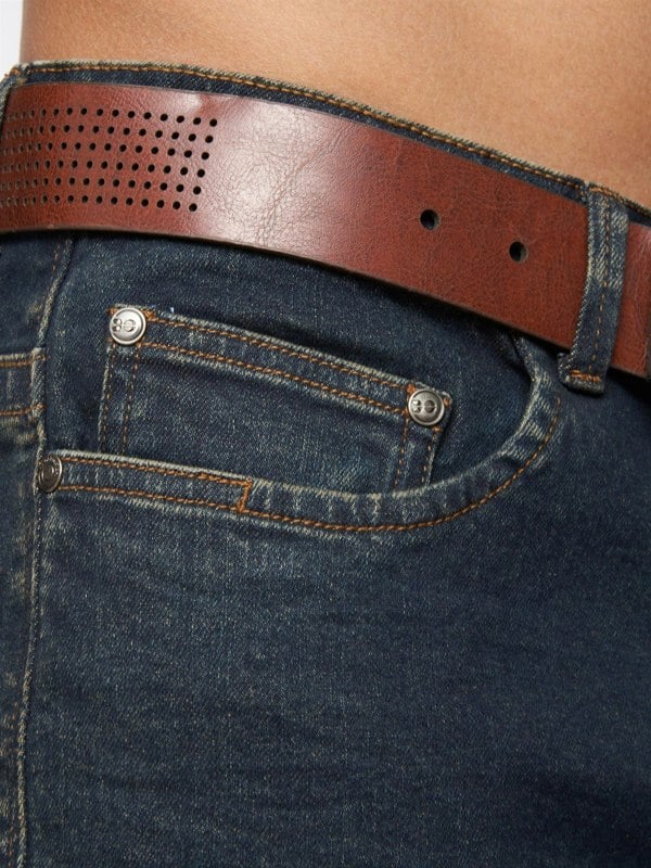 Crosshatch Farrowed Stretch Denim Jeans Raw Wash