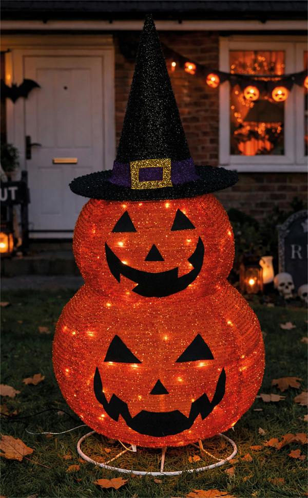Fxlab Foldable Pumpkins Outdoor Battery Decoration with 50cm Cable Timer