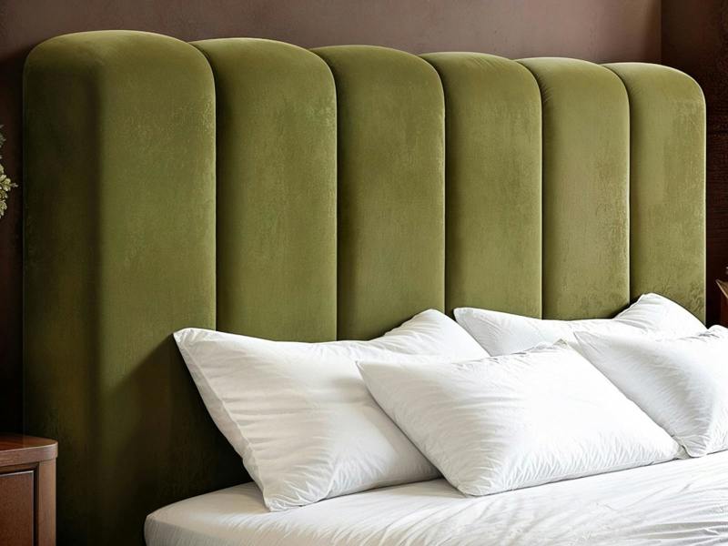 SOLACE+CO Emilie Ribbed Ottoman Bed Green Velvet