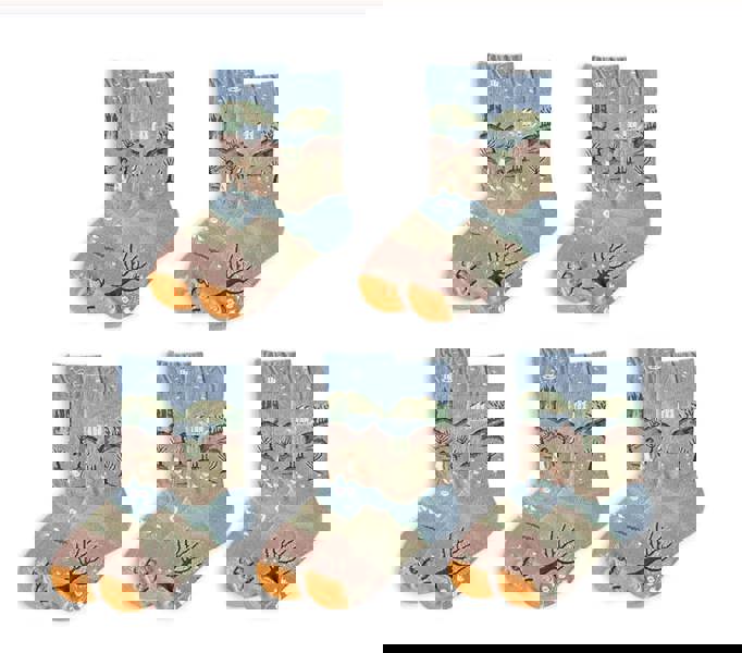 Anysox Anyfootwear 5 Pairs Long Socks Size 5-9 Cartoon Black Yellow Tulip Print Warm Comfortable Unisex Winter Accessories