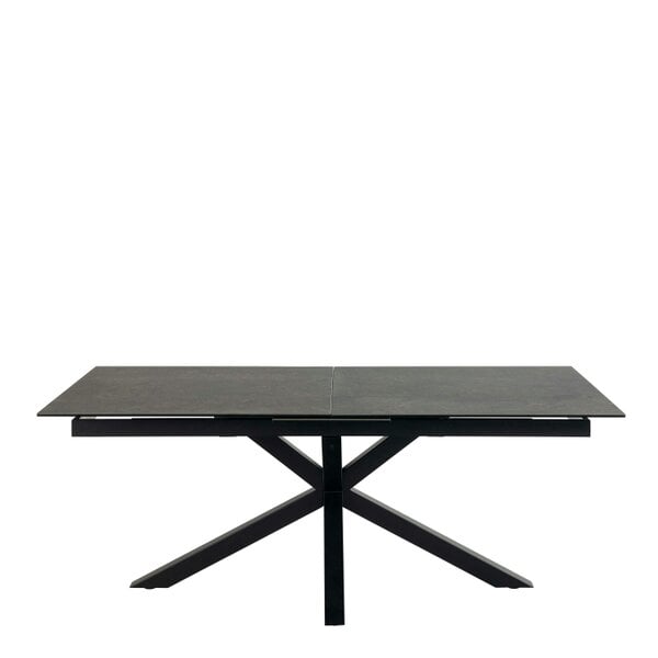 Wyld Haus Perth 200cm Black Ceramic Extendable Dining Table Industrial Black Metal Legs