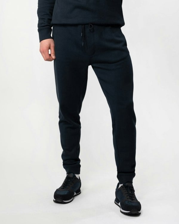 BOSS Orange Sestart Mens Cotton-Terry Tracksuit Bottoms With Logo Patch NOS - Dark Blue 404 - CHO - Designer Mens Joggers