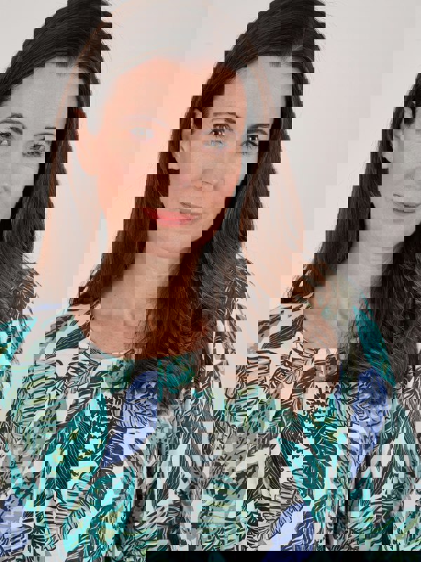 TIGI-Wear Tropical Leaf Ruched Neckline Top