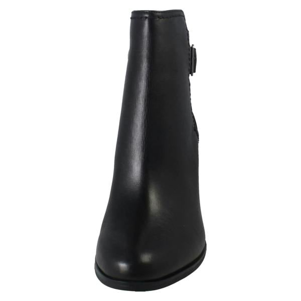 Clarks Ladies Clarks Buckle Detailed Zip Fastening Leather Ankle Boots Freva85 Buckle