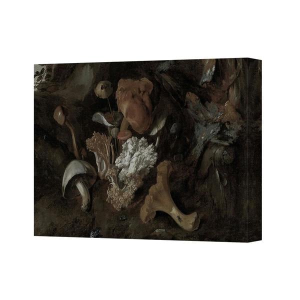 Benjamin Tate Design Dark Still Life Mushrooms Canvas Wall Art Print For Rustic Home Decor