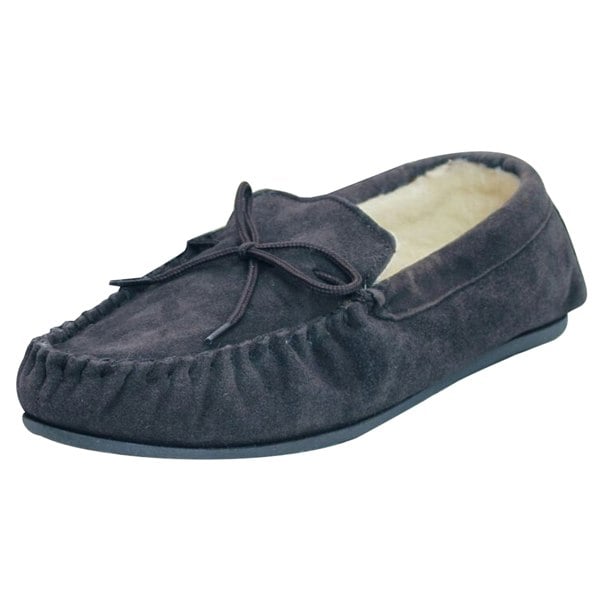 Eastern Counties Leather Unisex Wool-blend Hard Sole Moccasins - Navy