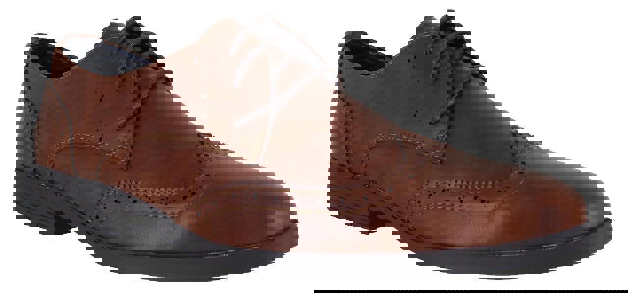 Ben Sherman Clive Mens Smart Formal Lace Up Brogue Shoes, men's brown leather dress shoes with brogue detailing and laces.