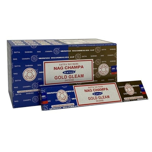 Serano Set of 12 Packets of Combo Satya Incense - Nag Champa Gold Gleam