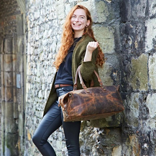 Paper High Personalised Brown Buffalo Leather Overnight Bag
