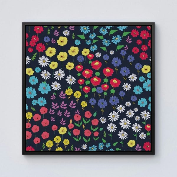 Warren Reed Multicoloured Flower Pattern Framed Canvas