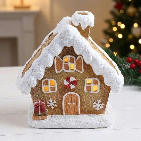 Garden Greatness LED Snowy Gingerbread House with Gift Stack