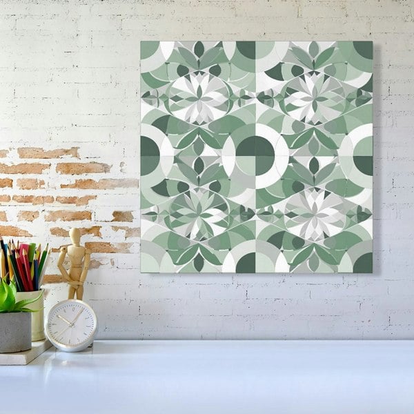 Warren Reed Geometric Pastel Green Canvas