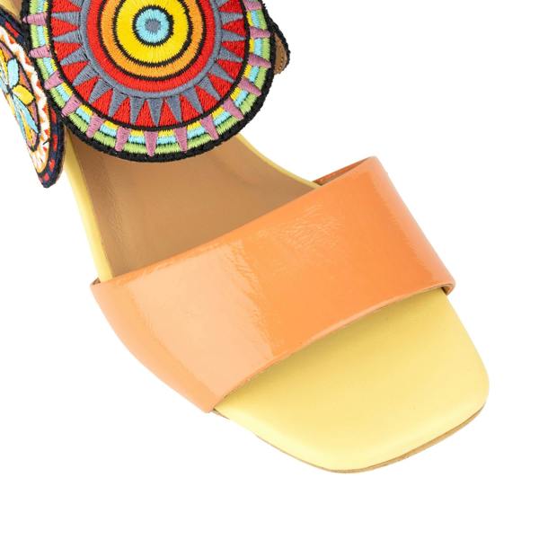Embassy London Vibe - Coral Multi - Women's leather heel sandal with open-toe & ankle strap