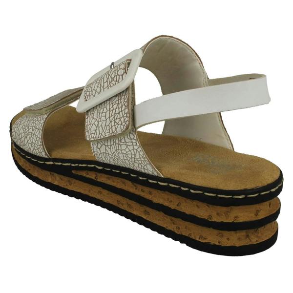 Rieker Ladies Rieker Buckle Detailed Adjustable Wedge Heeled Sandals 62950