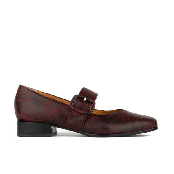 Embassy London Bliss - Burgundy - Women's block heel square toe patent leather Mary-Jane