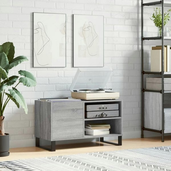 Berkfield Record Cabinet Grey Sonoma 85x38x48 cm Engineered Wood