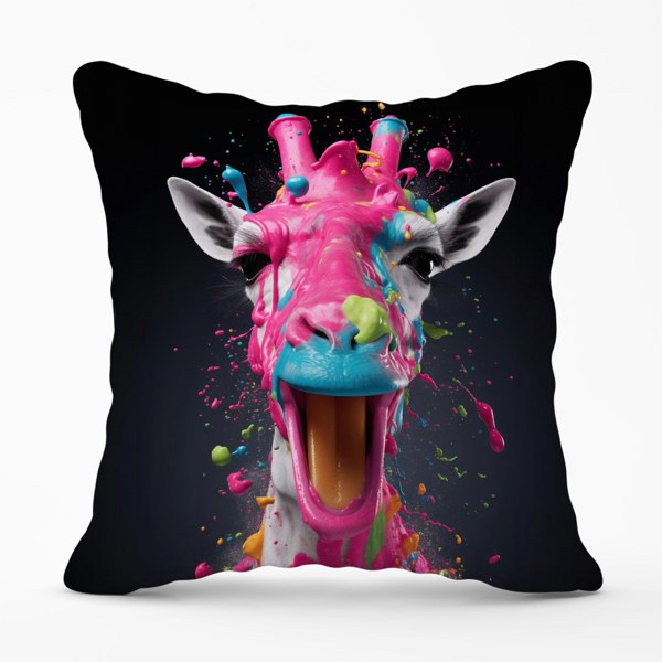 Warren Reed Splashart Giraffe Face Pink Cushions