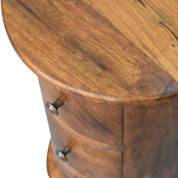 Wyld Haus Olbia Mini Chestnut Mango Wood Drum Chest 3 Drawers