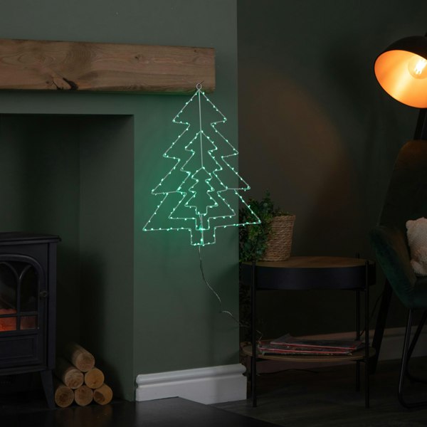 Samuel Alexander 50cm Light up 3 Layered Christmas Tree with 150 Multi-Action Green LEDs