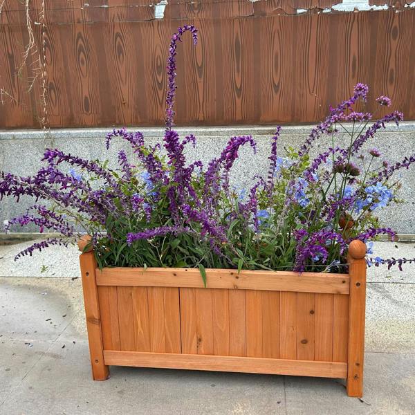 Gr8 Garden Brown Wooden Rectangular Garden Planter Box 60cm Raised Flower Trough