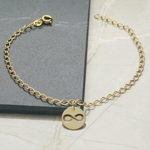 Christopher James of London 9ct Yellow Gold Plated Curb Anklet With Your Choice of Charm - 7. Infinity Charm
