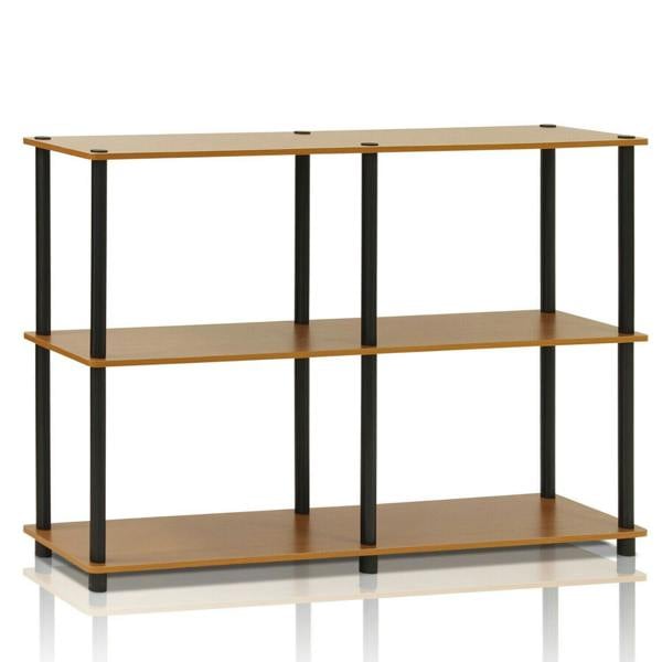 WALPLUS Turn-N-Tube 3-Tier Double Size Storage Display Rack, Light Cherry/Black perfect for organized storage and display