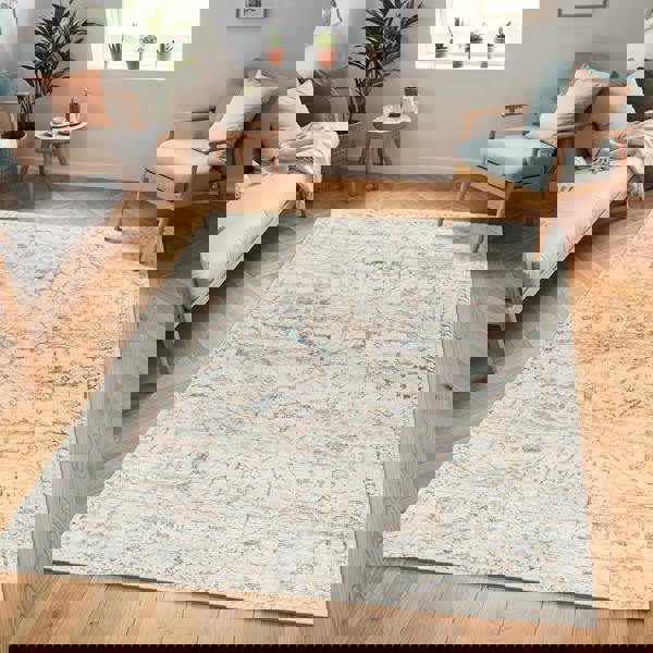 Livabliss Becki Owens Marlene-Vintage Ivory Blue Traditional Vintage Boho Rug