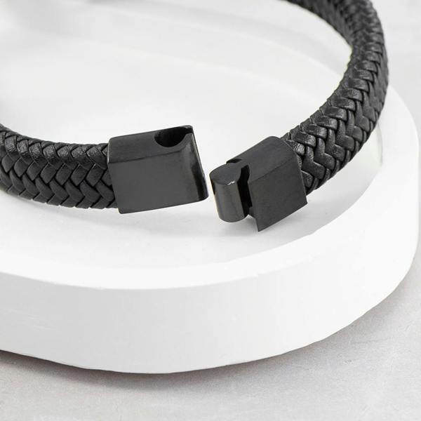 Personalised Men's Leather Braided Bracelet - lifestyle shot