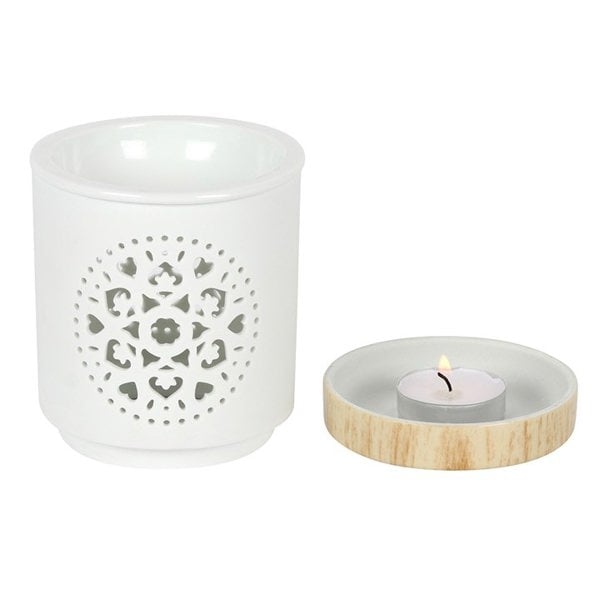 Serano White Mandala Cut Out Oil Burner