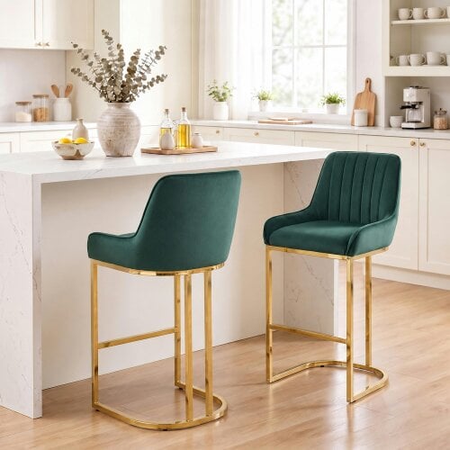 HOMCOM Bar Stools Set of 2 with Backrest, Footrest for Kitchen