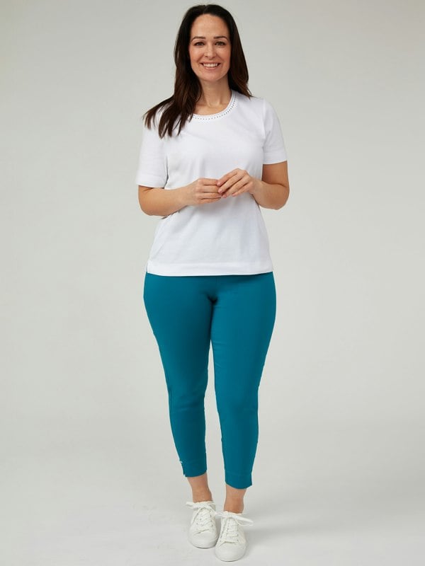 PennyPlain Ankle Grazer Bengaline Trousers - Teal