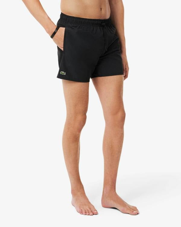 Lacoste Mens Light Quick-Dry Swim Shorts - Black/Green 964 | CHO | Designer Mens Shorts