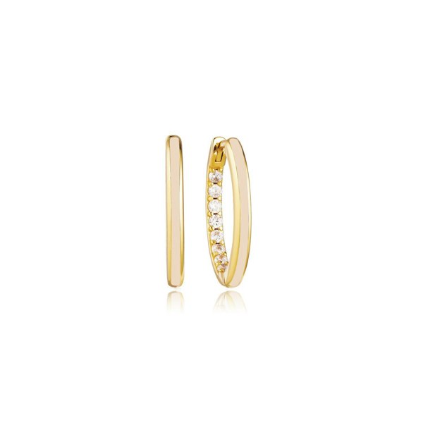 Gold Trip Small Nude Enamel Hoop Earrings