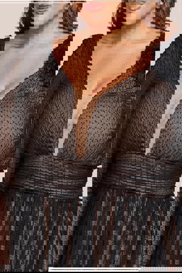 Corsage Dobby Mesh A-Line Maxi Dress - Black DR4414PLUS