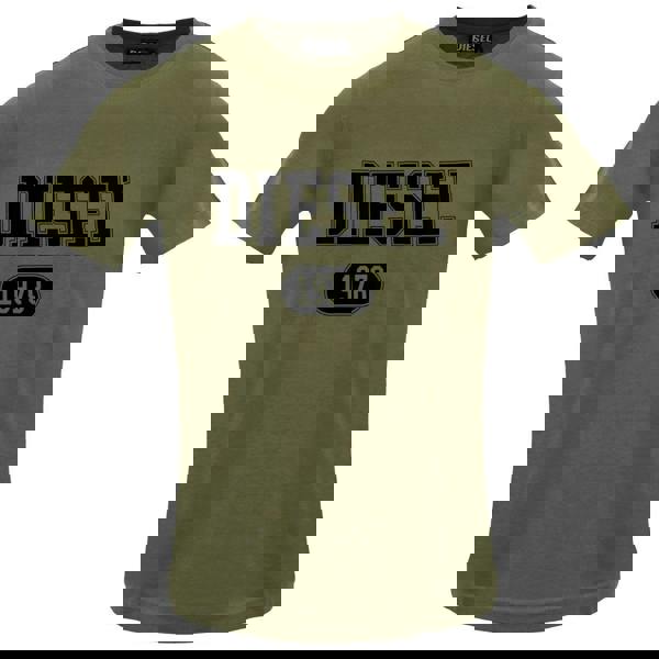 Diesel Mens Deep Depths Varsity Logo T-Shirt - Olive Green