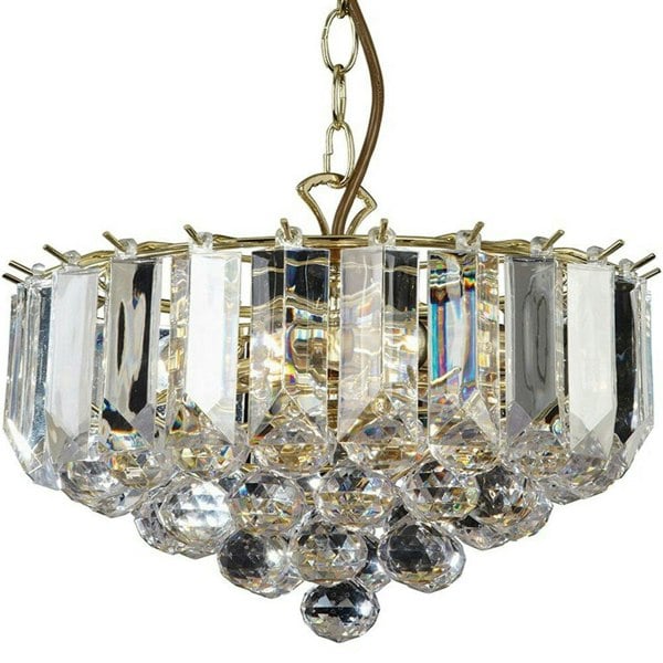 3 Light Chandelier Pendant BRASS & ACRYLIC Shade Hanging Ceiling Lamp Holder Loops