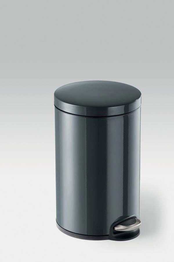 Durable Steel Pedal Bin 12L | Soft-Close Round Waste Bin | Charcoal Grey