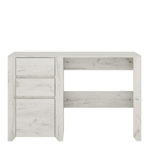Wyld Haus Norwich Aged Effect Soft Grey Wood Veneer 3 Drawer Desk