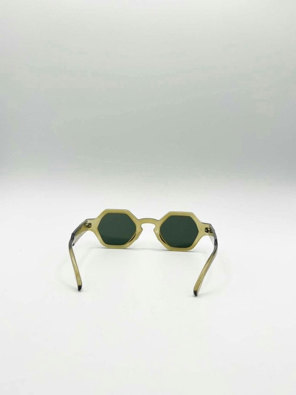 SVNX Round Hexagon Sunglasses in Sage Green