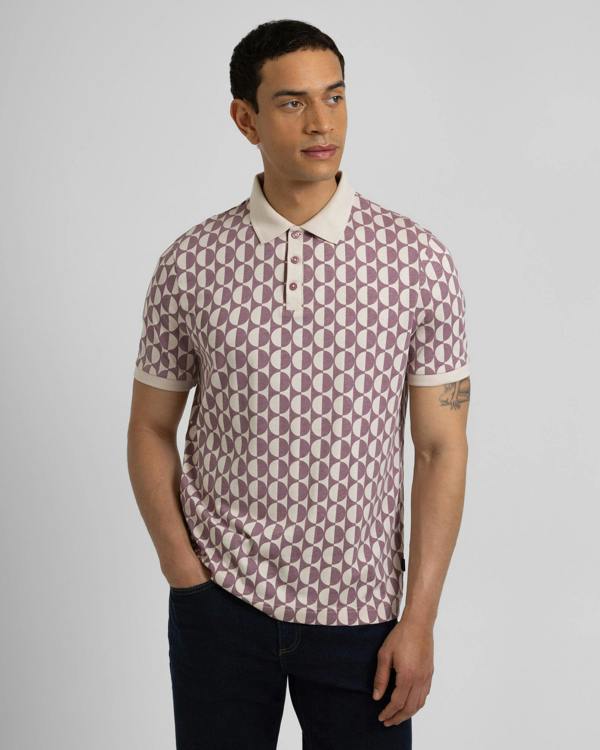 Steel & Jelly Curzon - Two-Tone Button Circle Print Polo Shirt