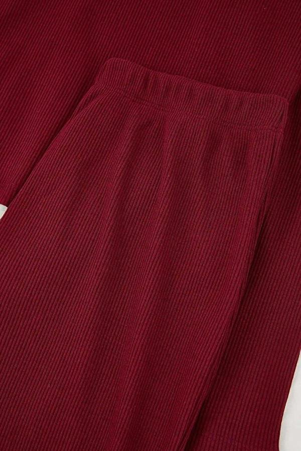 WOVCOR 2-Piece Ribbed Long-Sleeve Pajama Set