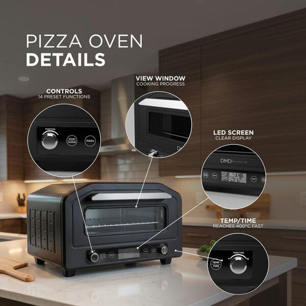 DMD Collective Electric Pizza Oven & Air Fryer Combo 17L – 400°C Indoor Countertop Oven, Fits 12" Pizza