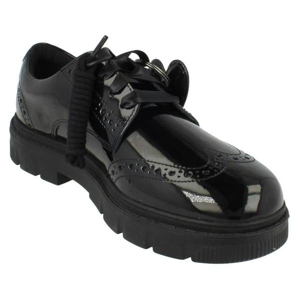 Clarks Girls Clarks Leather Removable Heart Charm Brogue Lace Up School Shoes Lorcam Lace