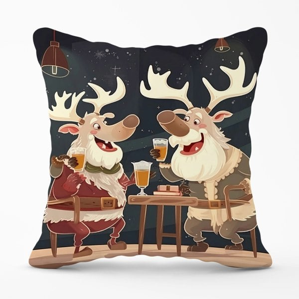 Warren Reed Reindeers Down The Pub Cushions