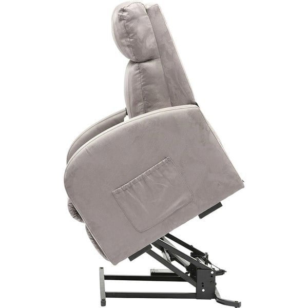 Single Motor Rise and Recline Lounge Chair Dove Grey Coloured Suedette Material Loops