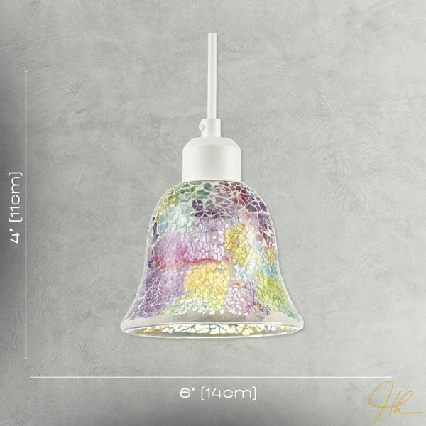 Multi-Colour Iridescent Crackle Mosaic Bell Pendant Lighting Shade Image 7