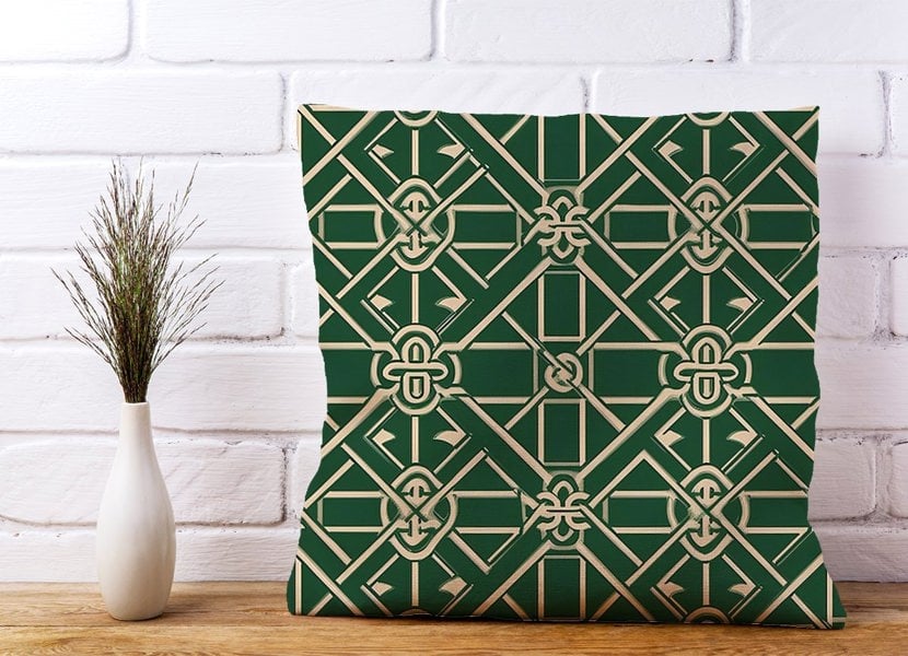 Warren Reed Green Lattice Design Cushions