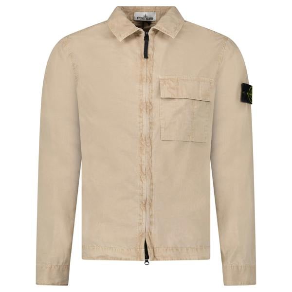 Stone Island Brushed Organic Cotton Overshirt Desert - chancefashionco
